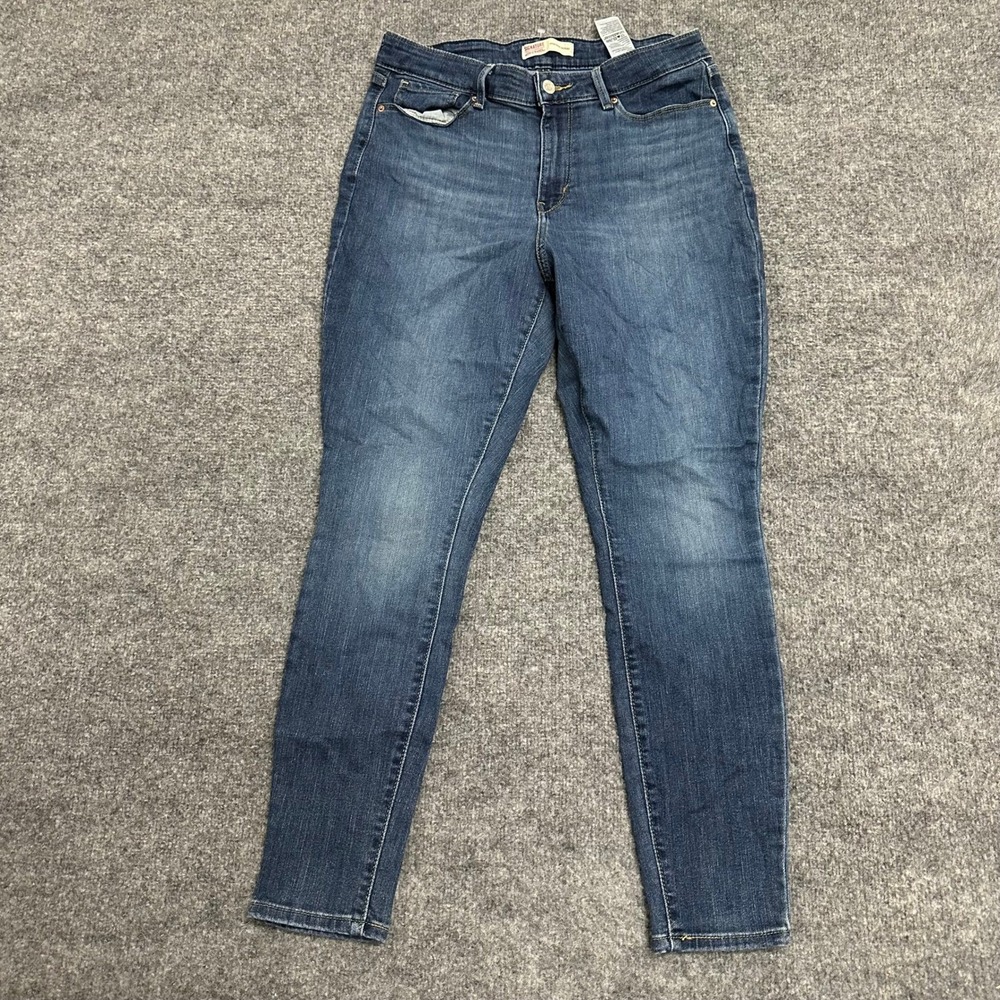 Signature Levi Strauss Jeans Womens Size 12 Dark Blue High Rise Skinny Stretch